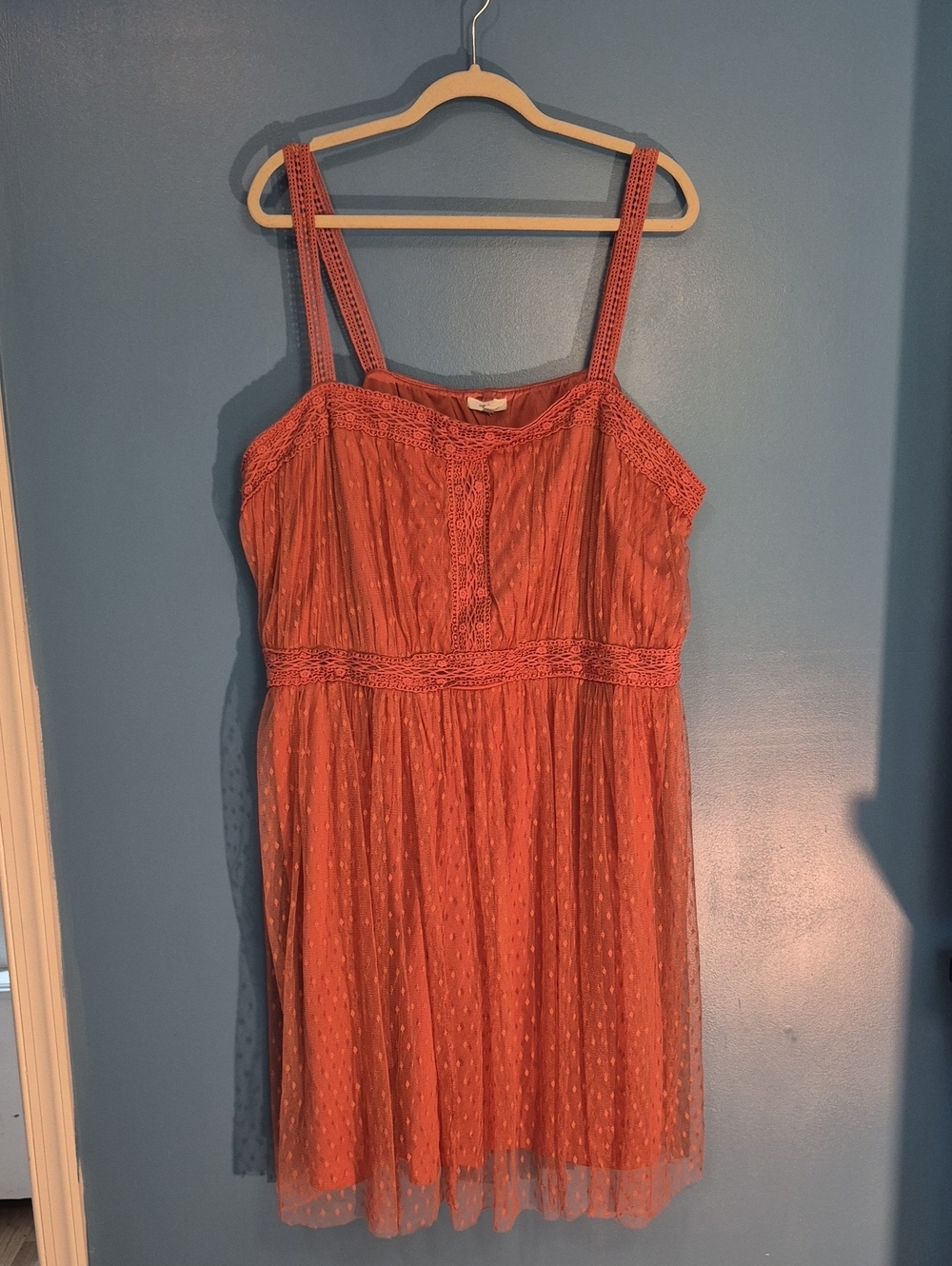 Maurices Coral Lace-Trim Mini Sundress